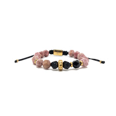 The Rhodonite and Black Agate Thread bracelet