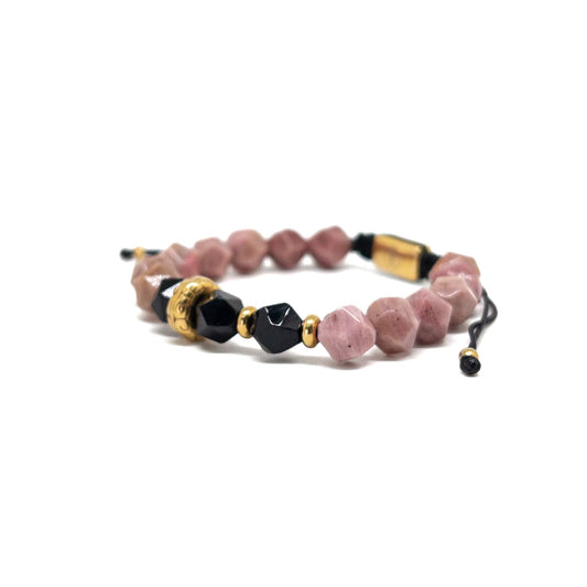 The Rhodonite and Black Agate Thread bracelet