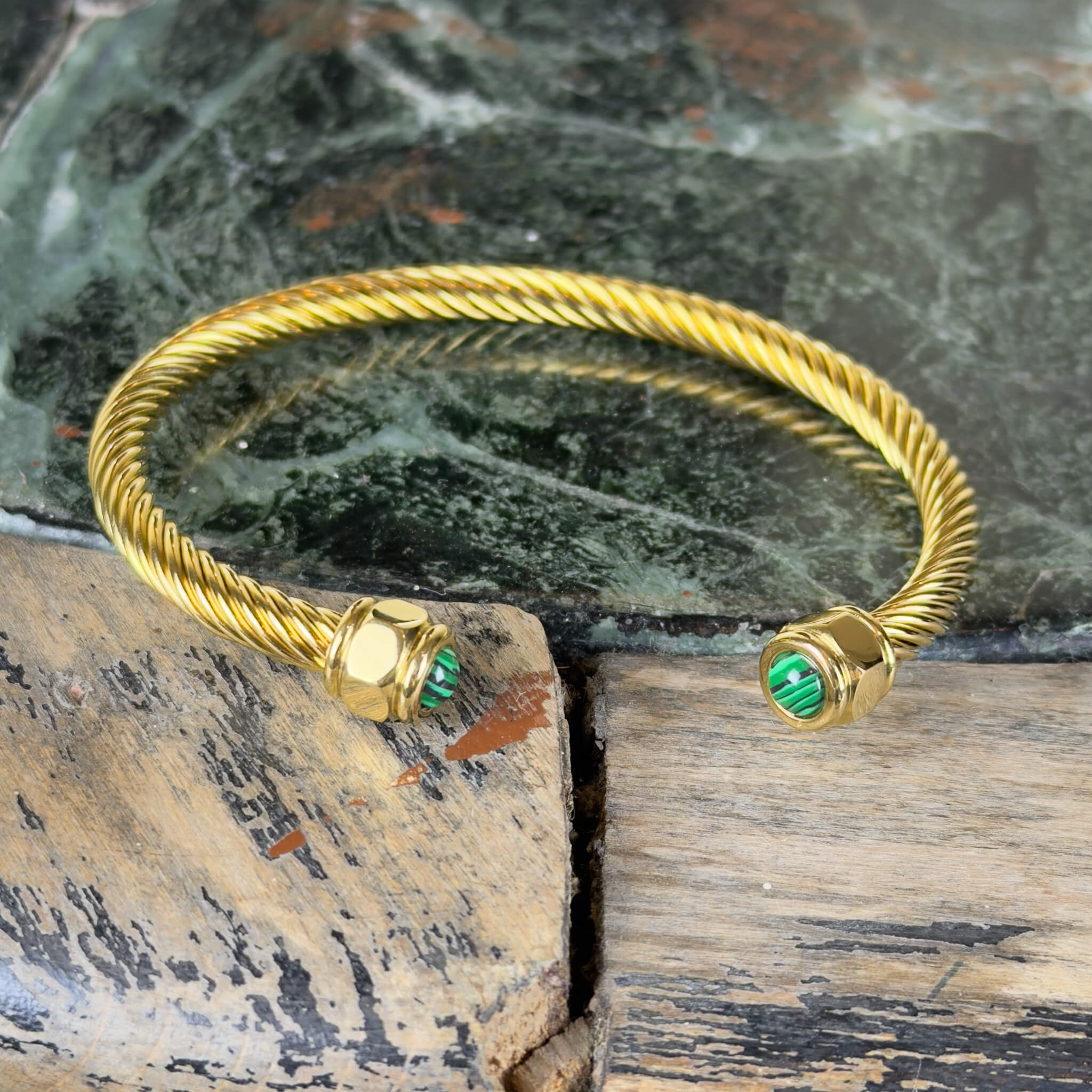 Twisted Malachite Bangle