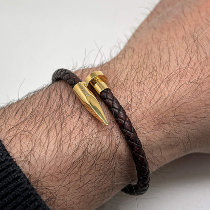 The Dark brown Nail leather Bracelet