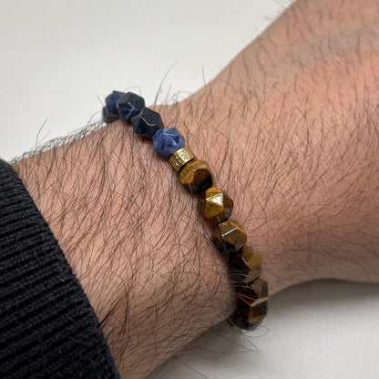 The Faceted Brown Tiger eye and Blue Sodalite Bracelet