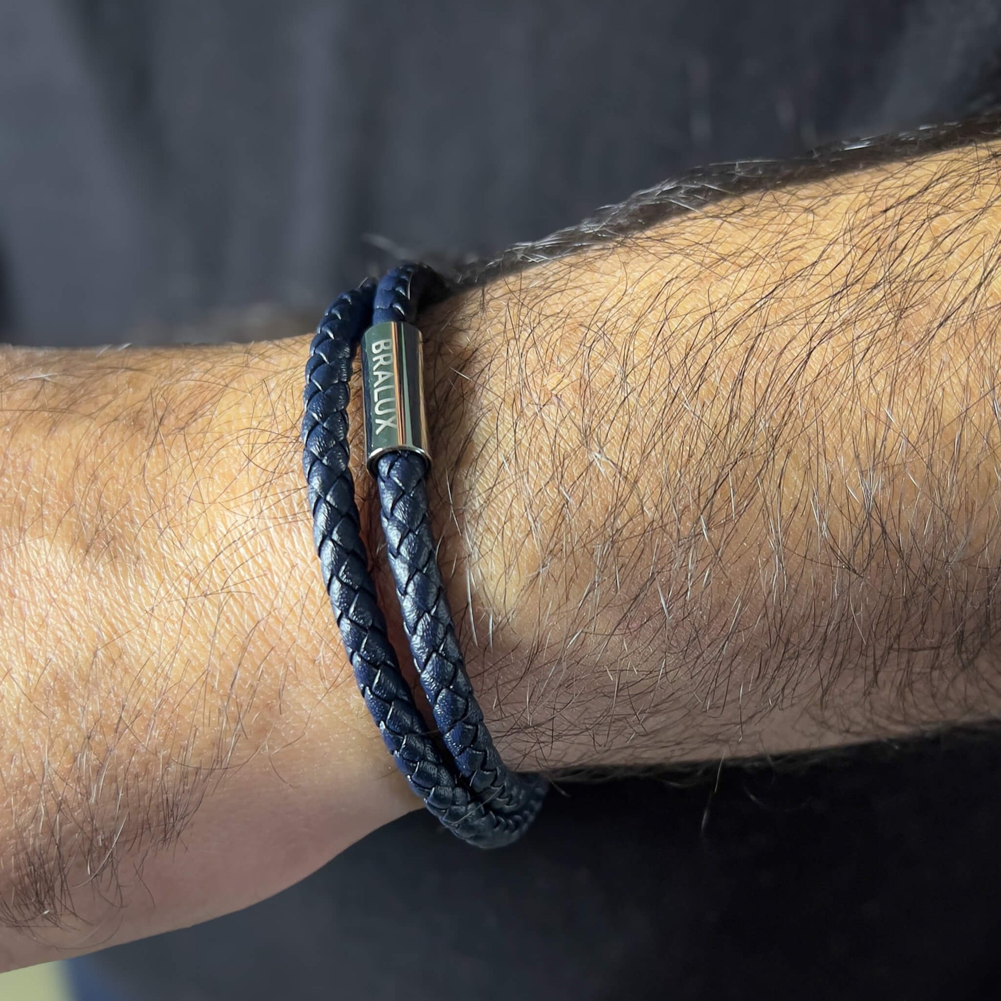 Duo Navy Leather – Silver