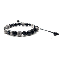 The Grey and Obsidian Signed Thread Bracelet