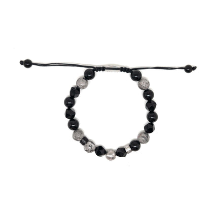 The Grey and Obsidian Signed Thread Bracelet