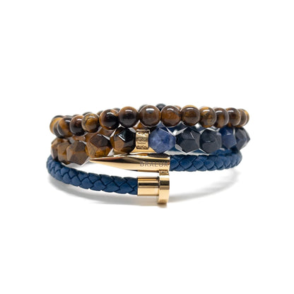 The Dark Blue Nail Leather and Tiger eye Signed Stack