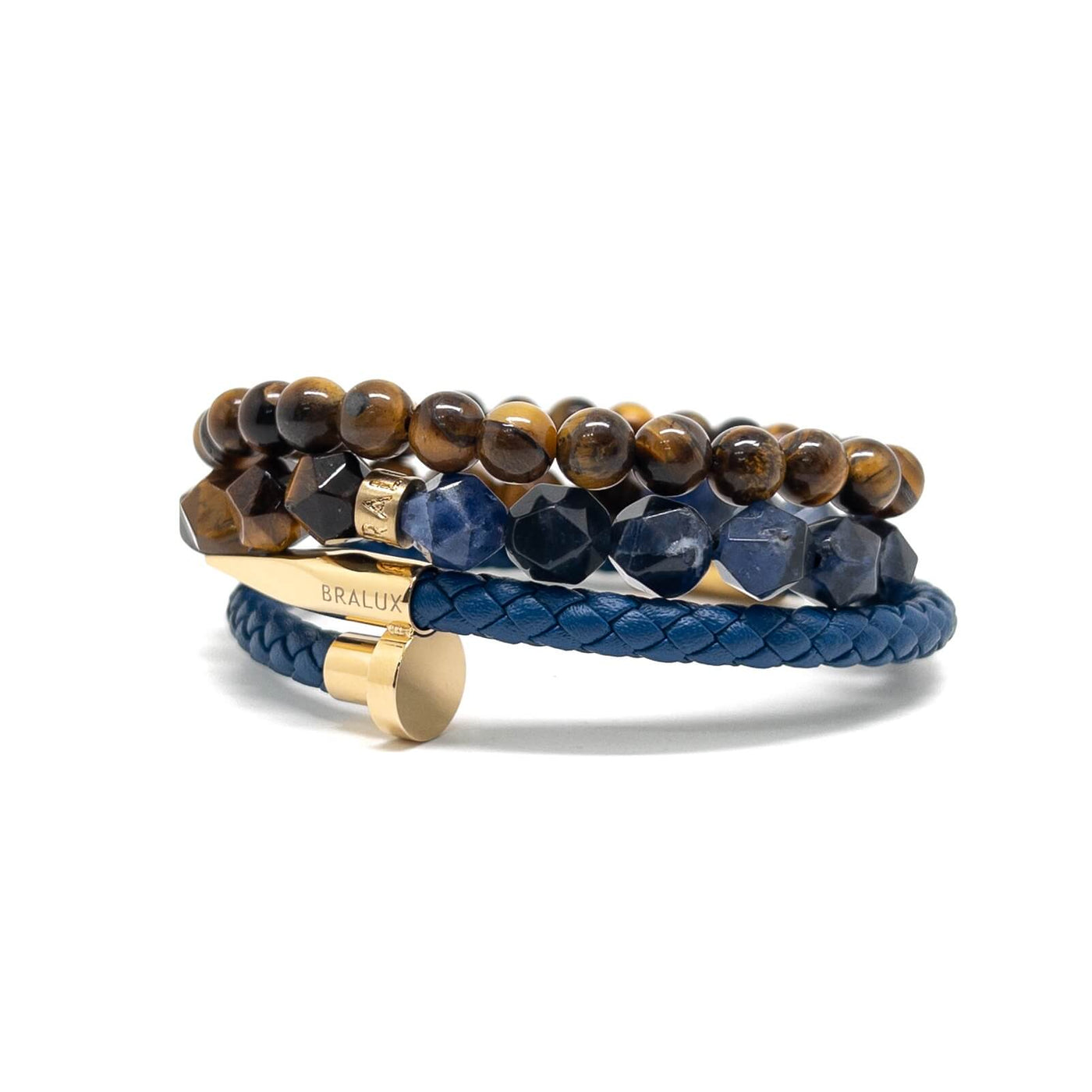 The Dark Blue Nail Leather and Tiger eye Signed Stack