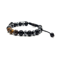 The Obsidian and Faceted Tiger eye Bracelet