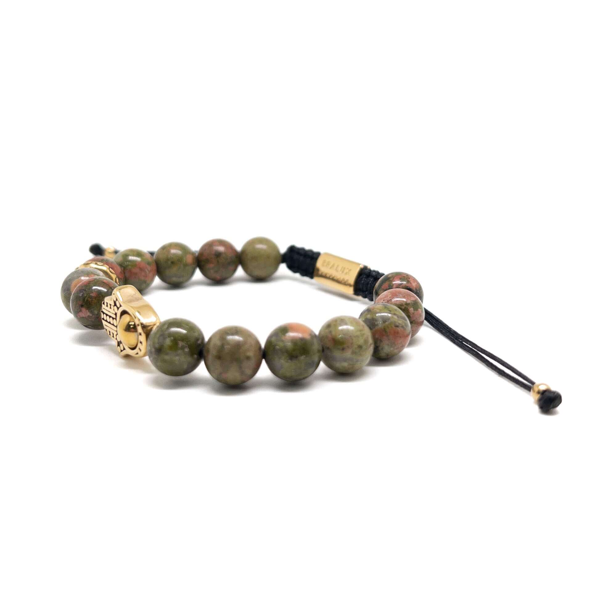 Hamsa Unakite Bracelet – Gold