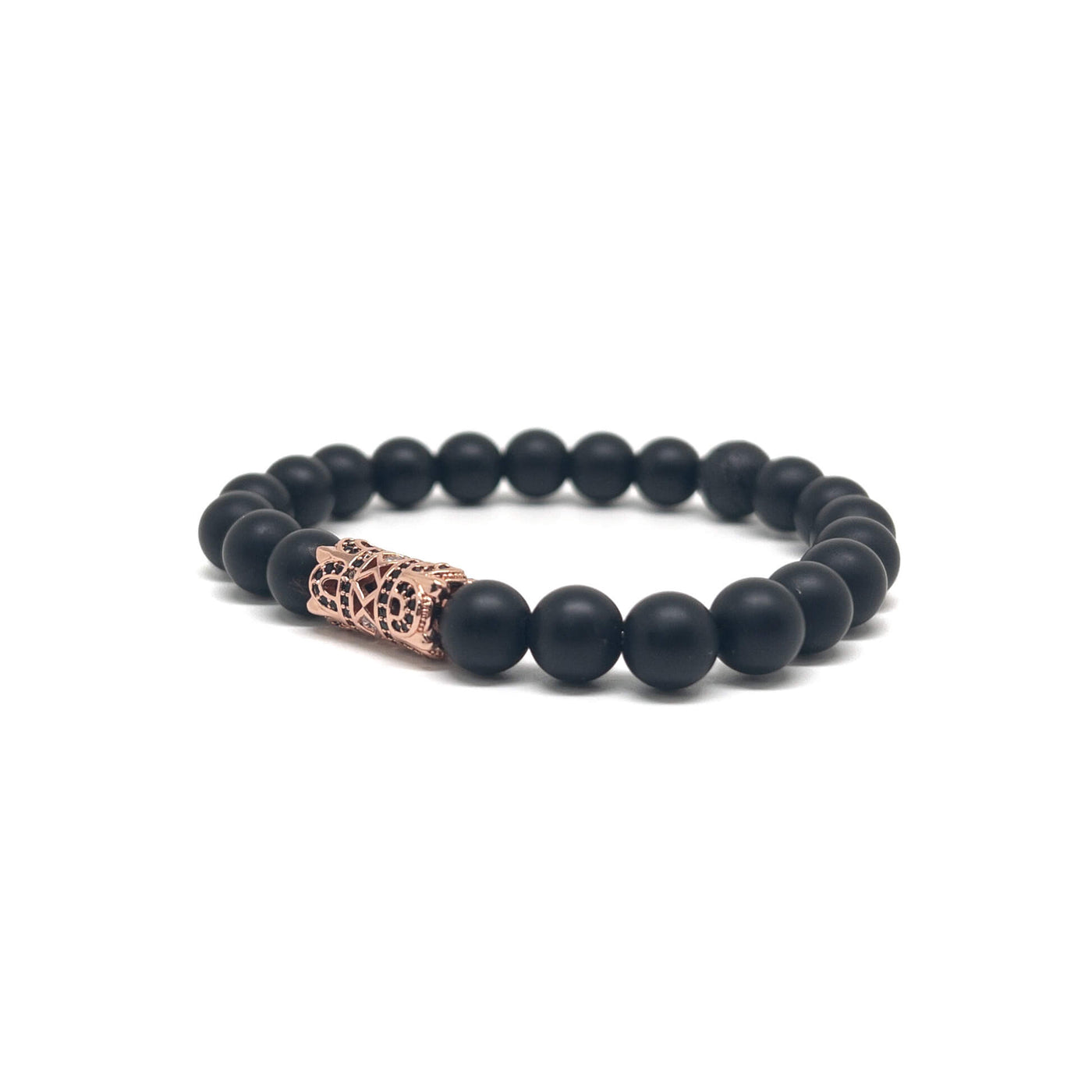 The Rose Gold Plated Hollow and Onyx Stones bracelet