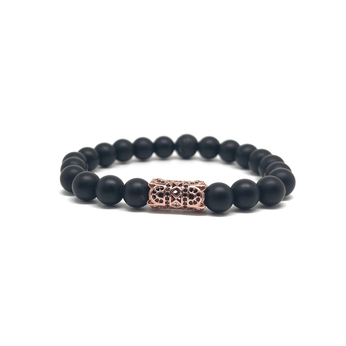 The Rose Gold Plated Hollow and Onyx Stones bracelet