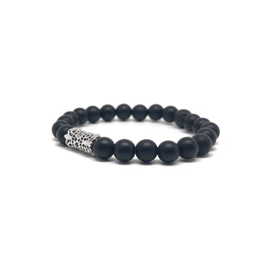 The Silver Plated Hollow and Onyx Stones bracelet