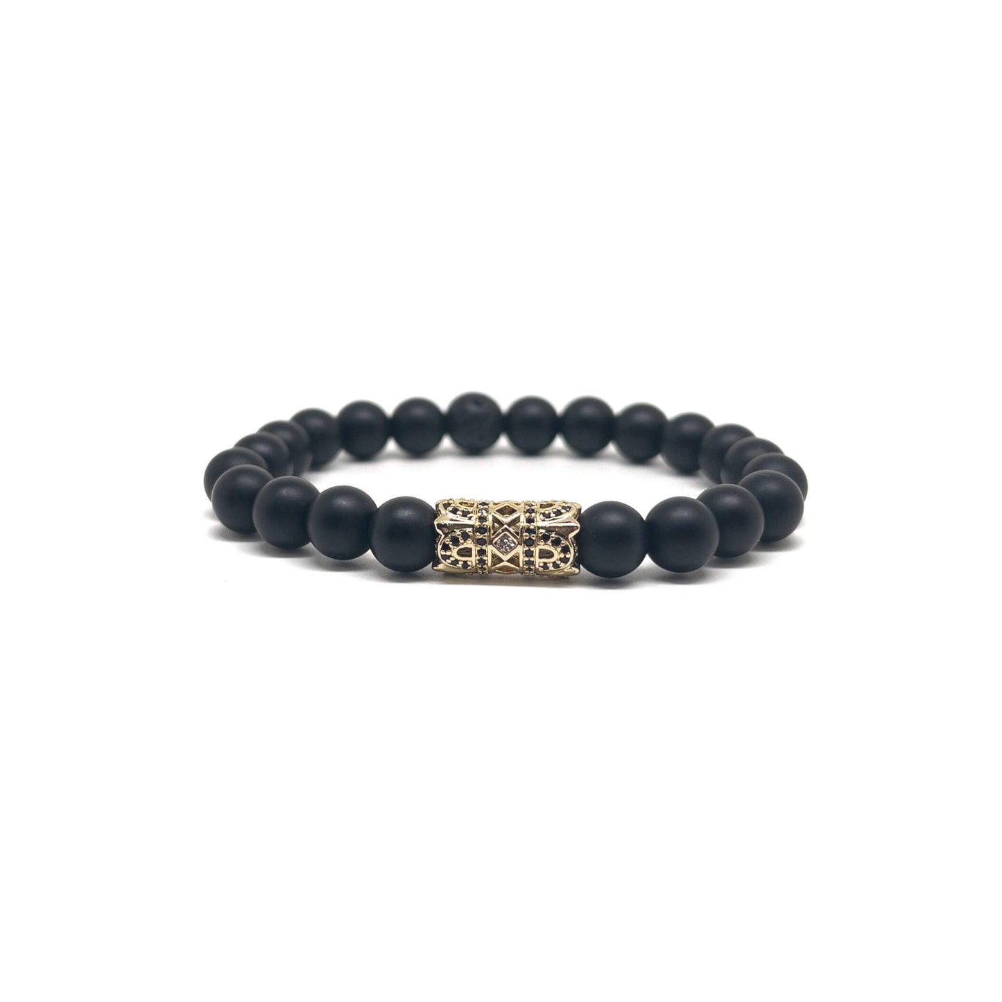 The Gold Plated Hollow and Onyx Stones bracelet