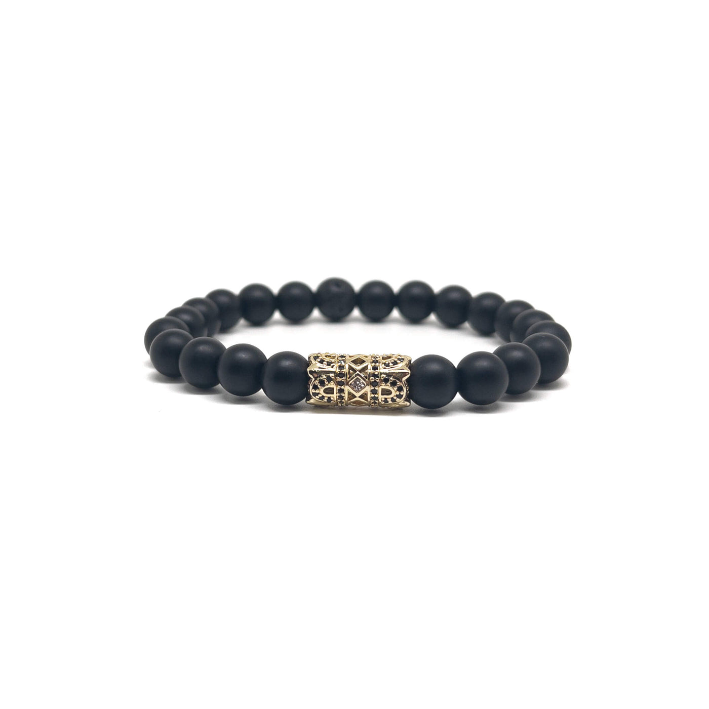 The Gold Plated Hollow and Onyx Stones bracelet
