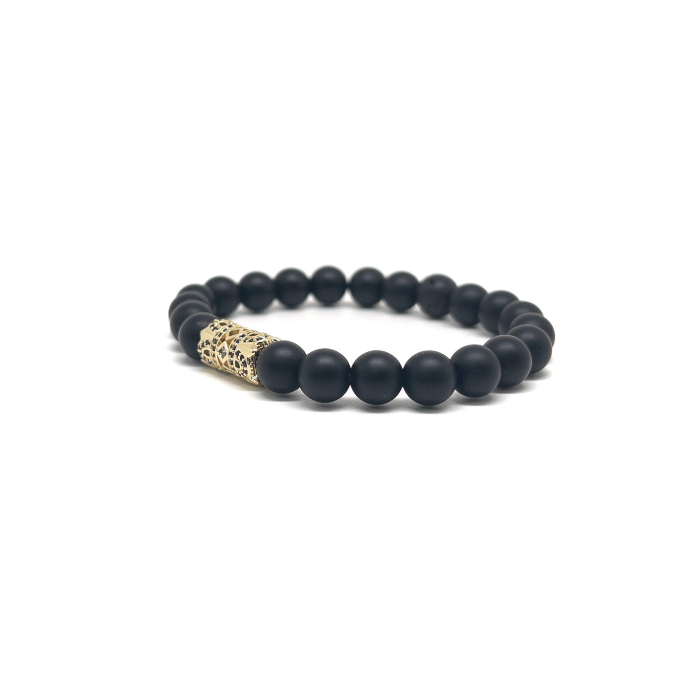 The Gold Plated Hollow and Onyx Stones bracelet