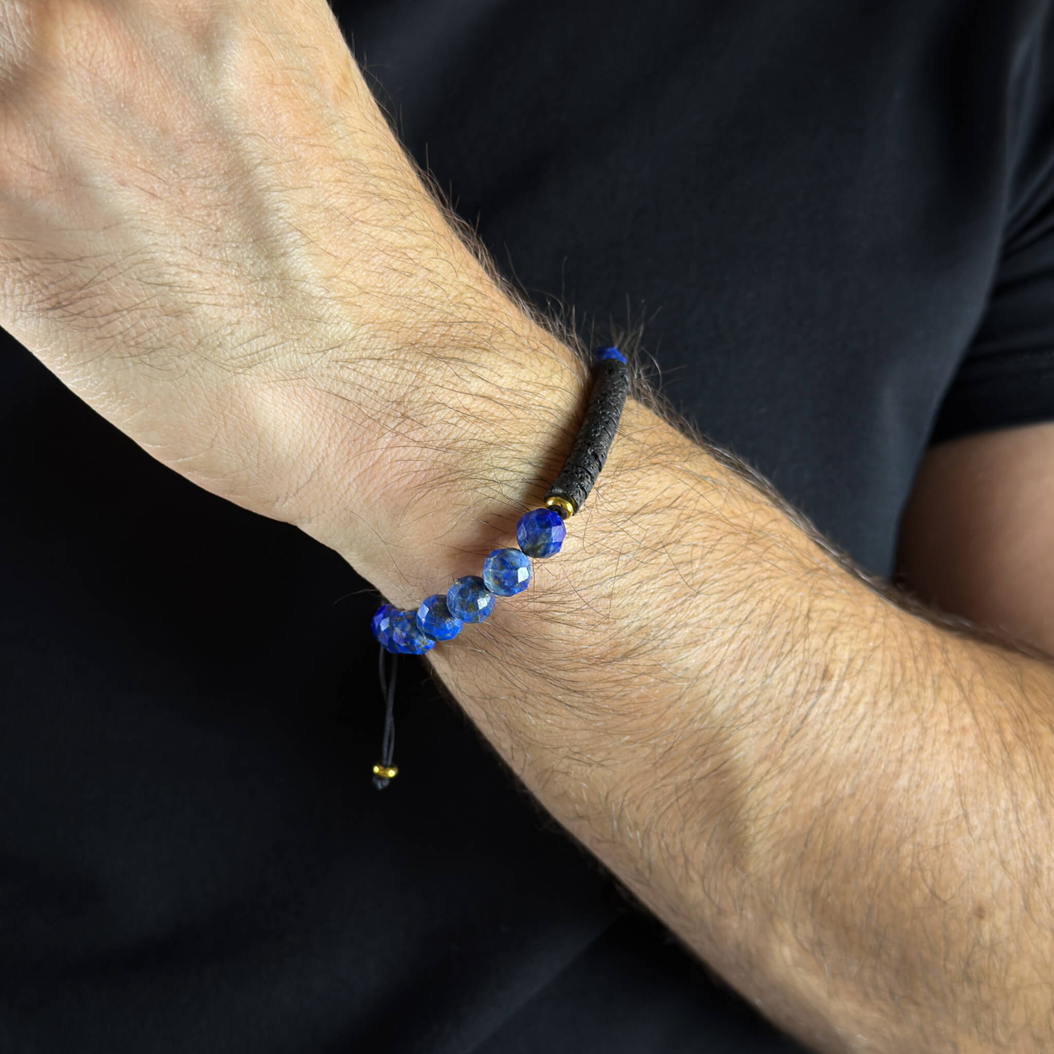 Lapis Volcanic Heishi - Gold