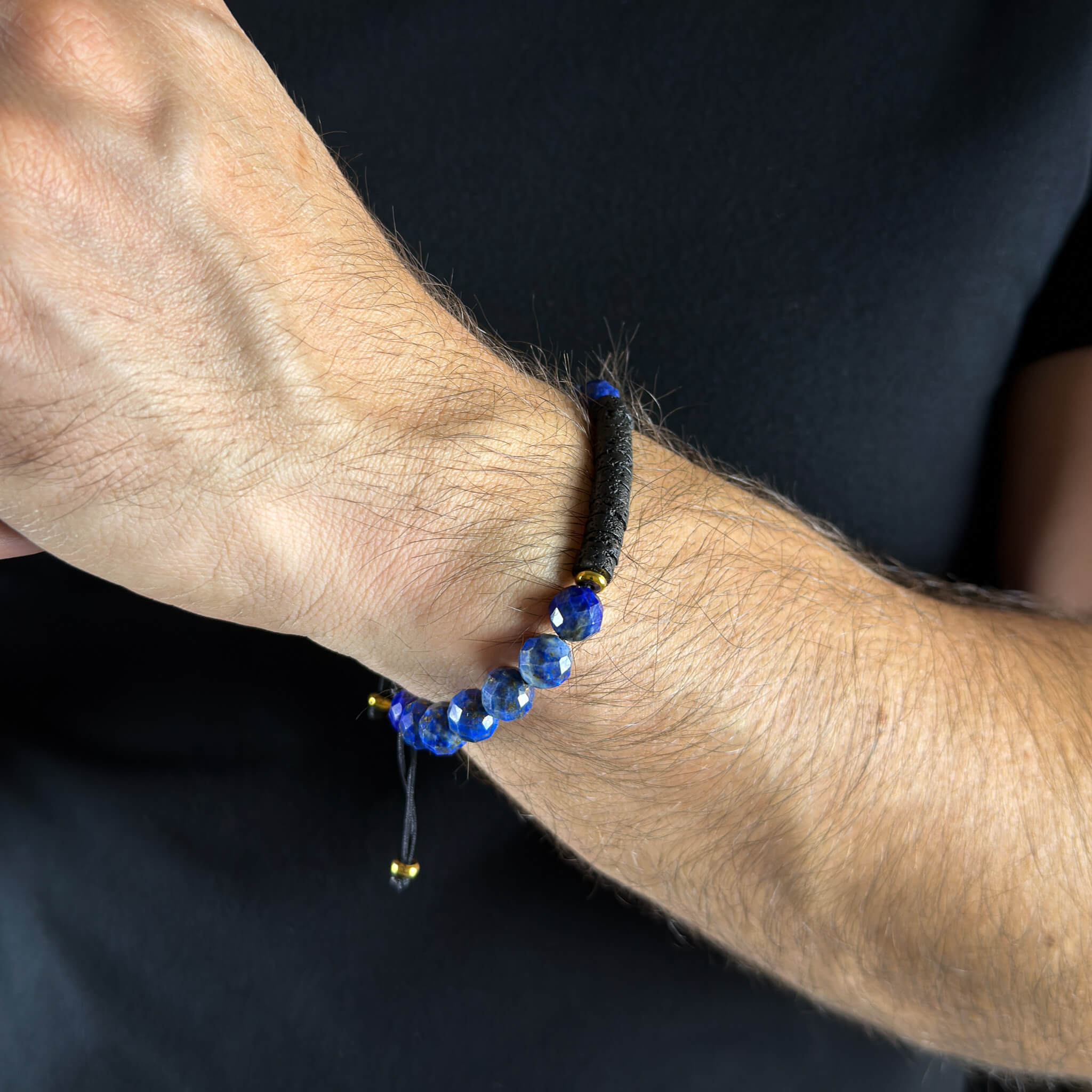 Lapis Volcanic Heishi - Gold