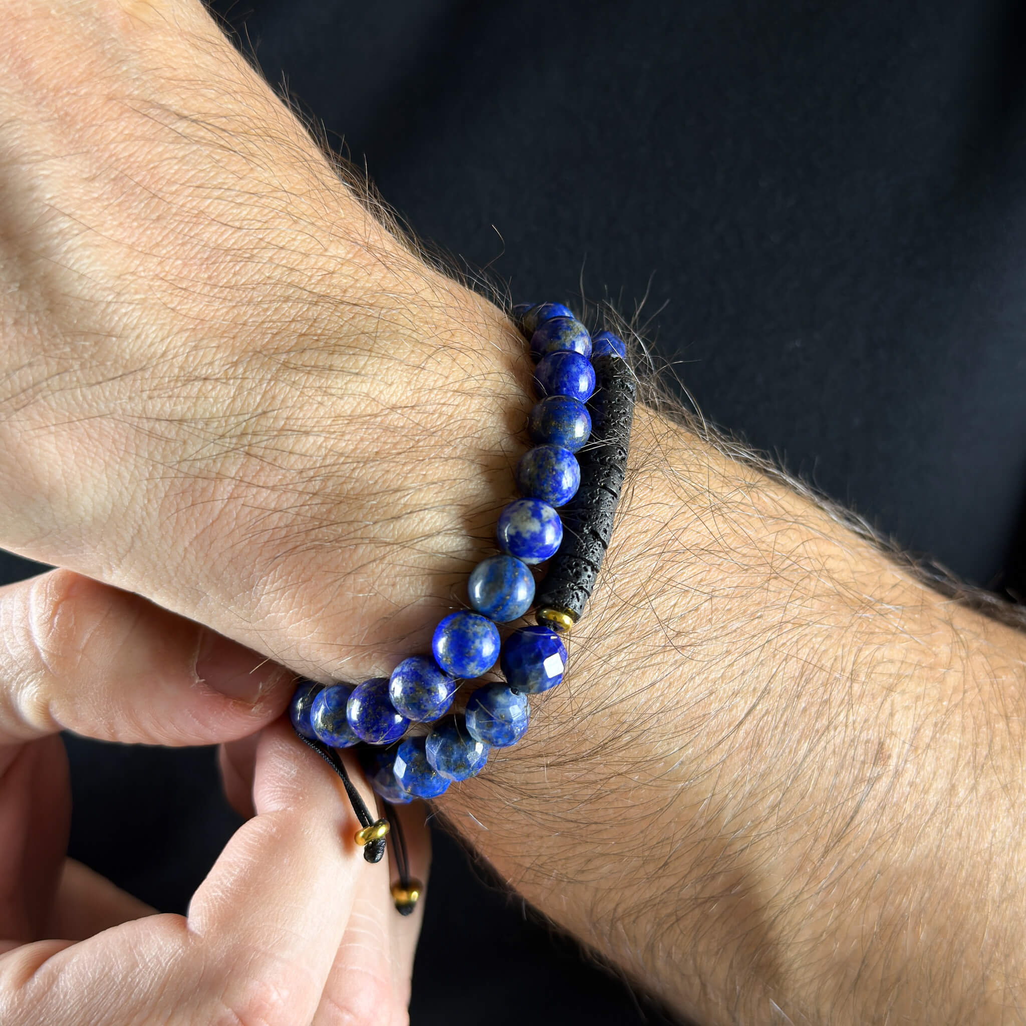 Lapis Heishi Stack - Gold