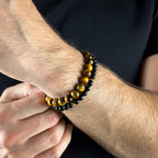 Tiger Eye Obsidian Gold Plated Stack