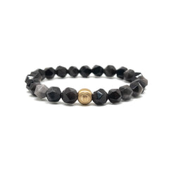 The Faceted Silver Obsidian Signed Bracelet