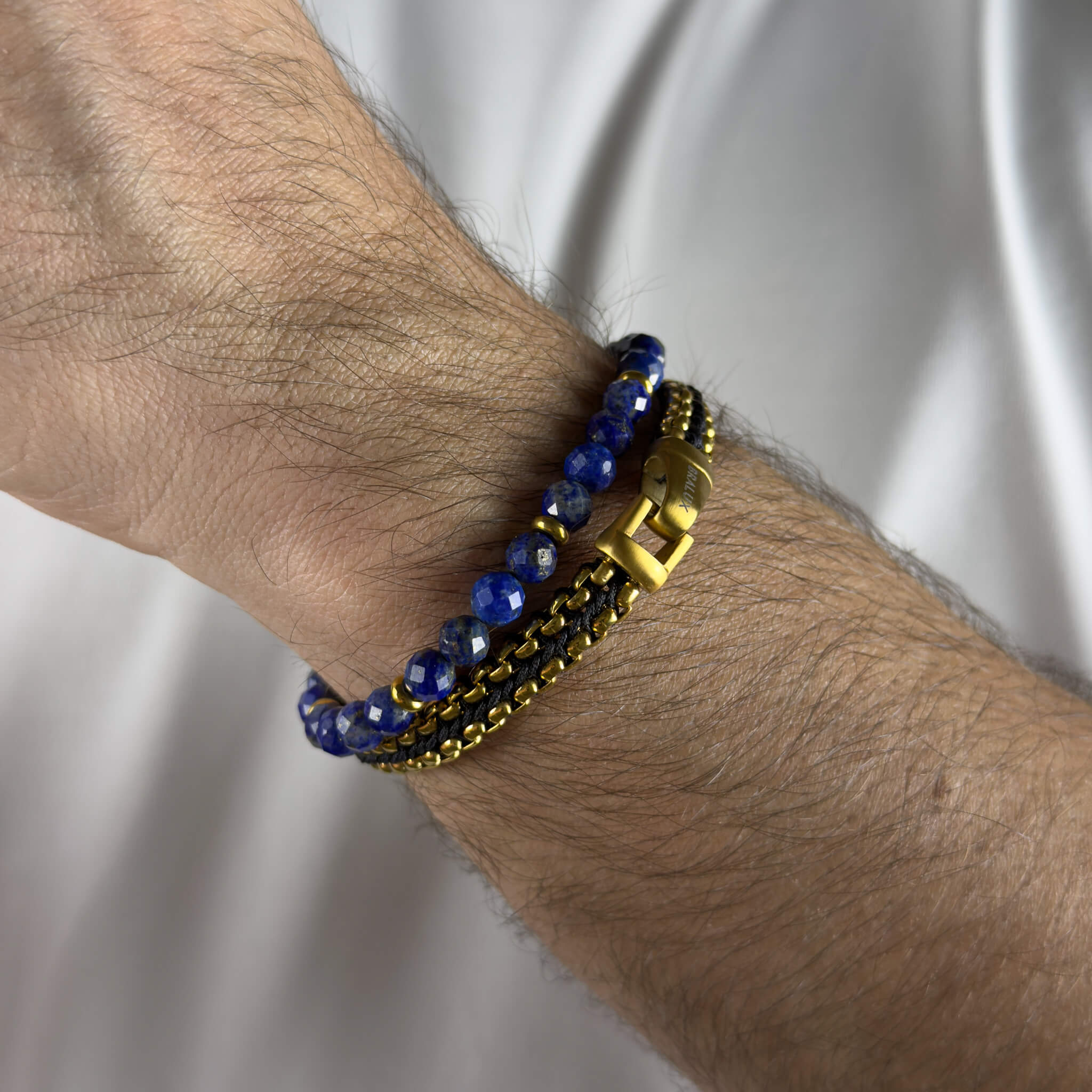 Woven Lapis Lazuli Stack - Gold Secondary image