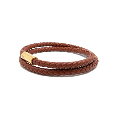 The Duo Brown Leather Bracelet with Gold Plated buckle