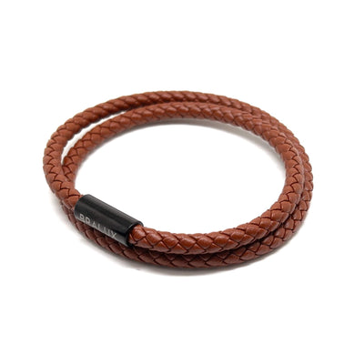The Duo Brown Leather Bracelet with Black buckle
