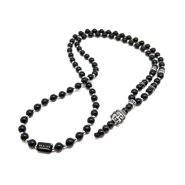 Buddha Head Obsidian Necklace – Silver Main image