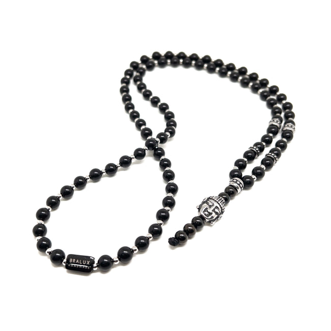 Buddha Head Obsidian Necklace – Silver Main image