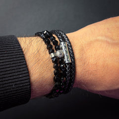 Black and Silver Plated Monogram Stack