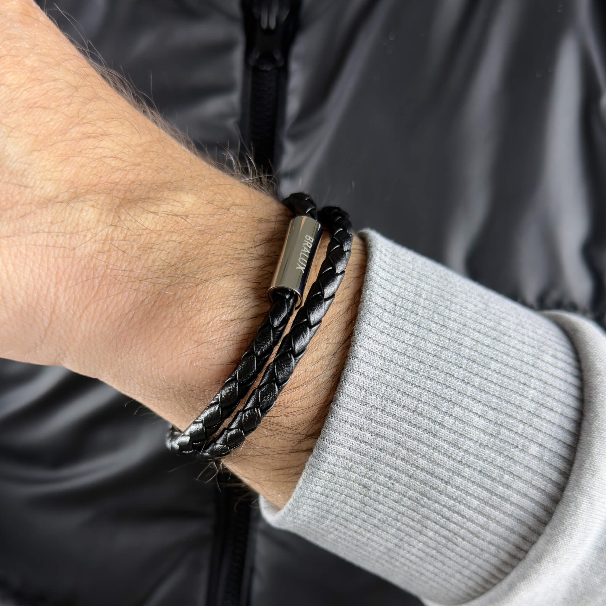 Duo Black Leather – Silver