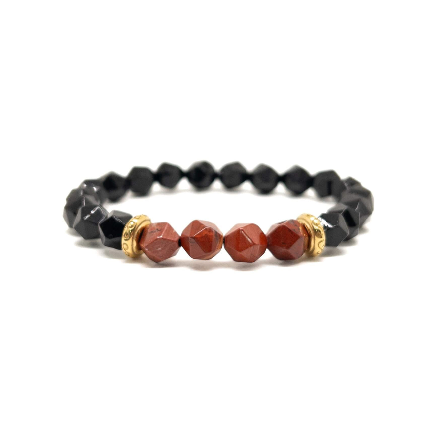 The Faceted Black Agate and Red Jasper