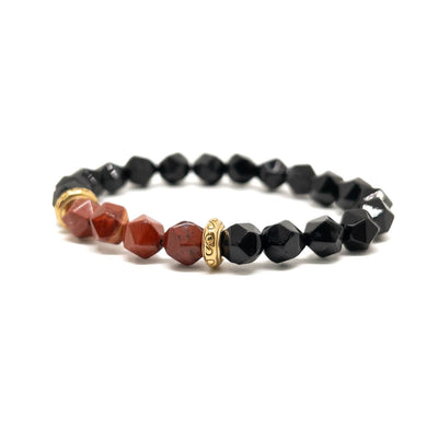 The Faceted Black Agate and Red Jasper