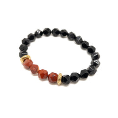 The Faceted Black Agate and Red Jasper