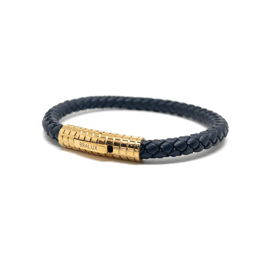 The 6mm Dark Navy and Gold plated Bracelet
