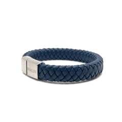 The Navy Leather and Matte Buckle Bracelet