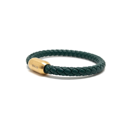 The 6mm Green and Gold Plated Rounded Buckle bracelet