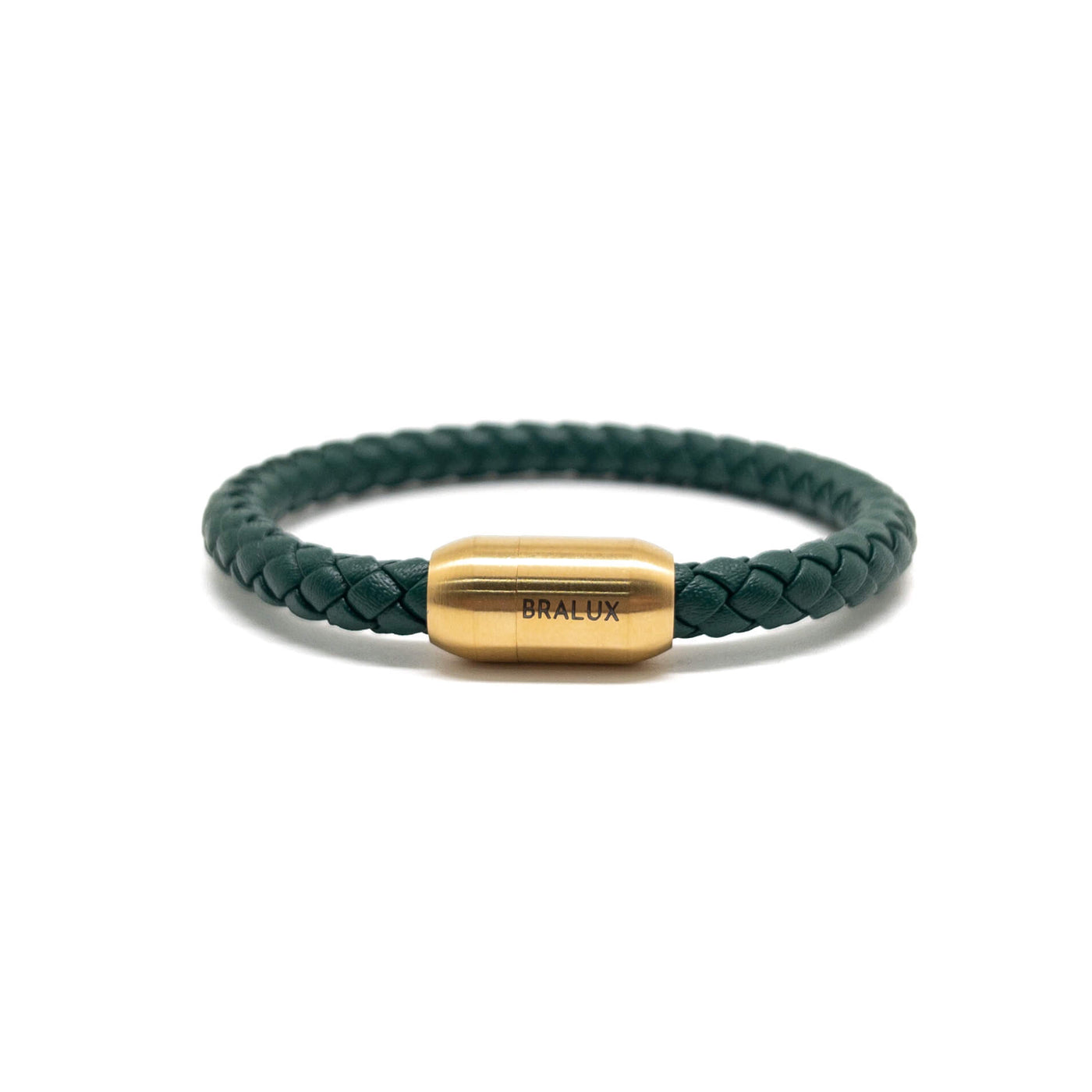 The 6mm Green and Gold Plated Rounded Buckle bracelet