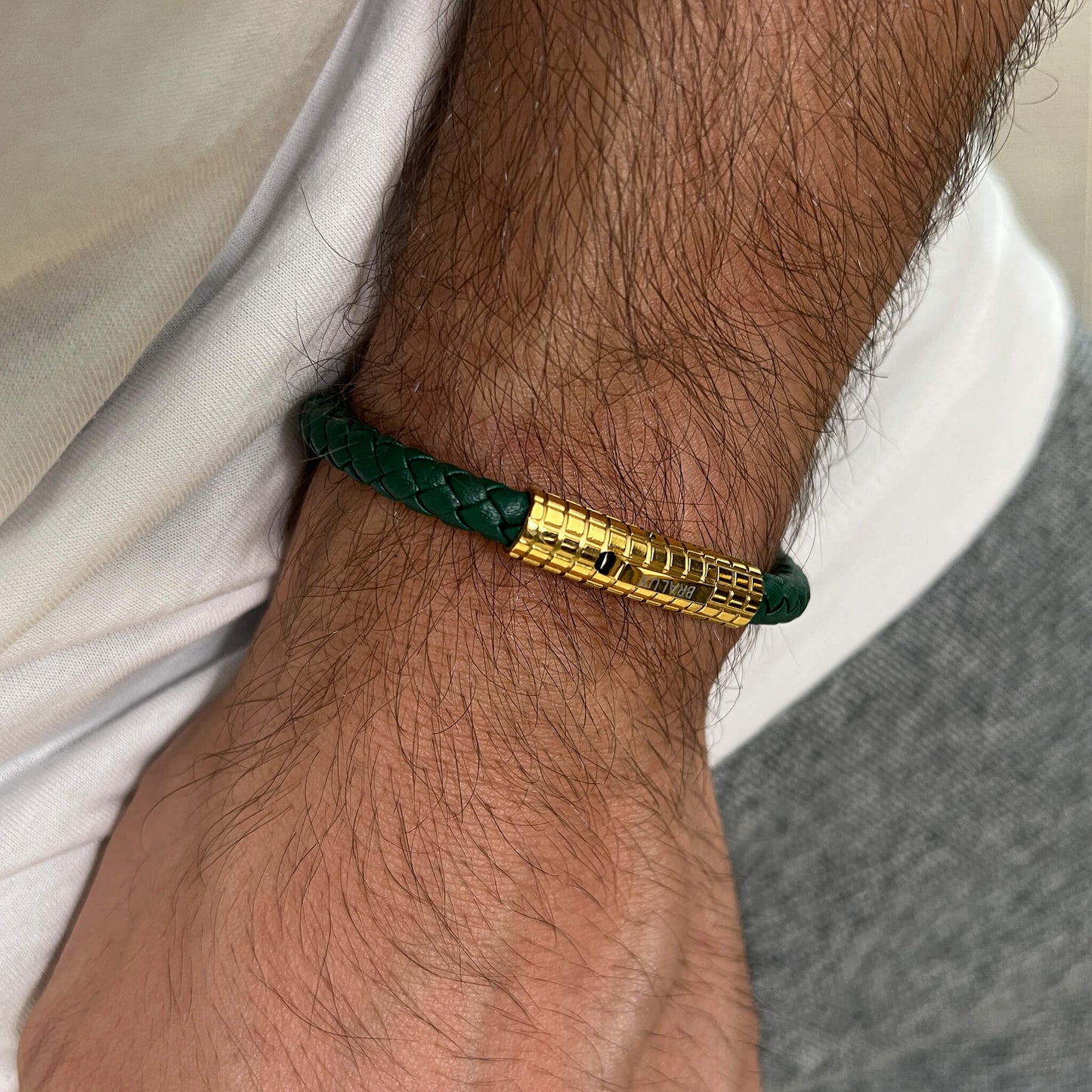 The 6mm Green and Gold Buckle Bracelet