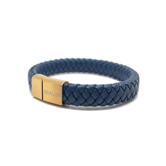 The Navy Leather and Matte Buckle Bracelet