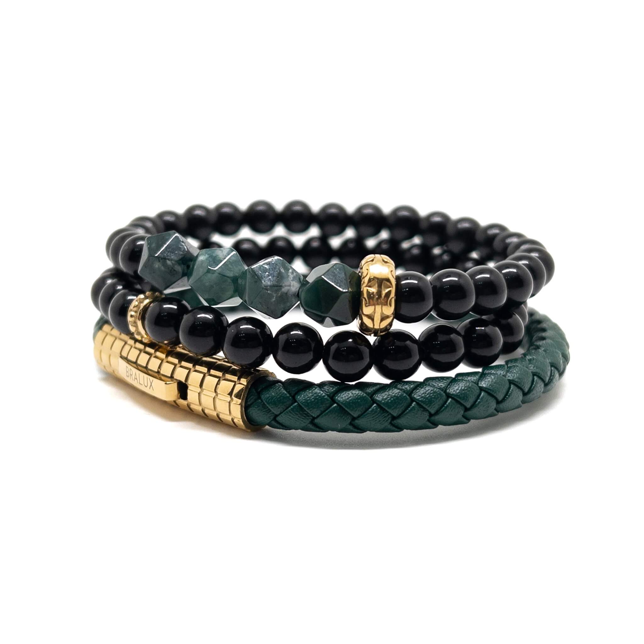Green Leather Stack – Gold Main image