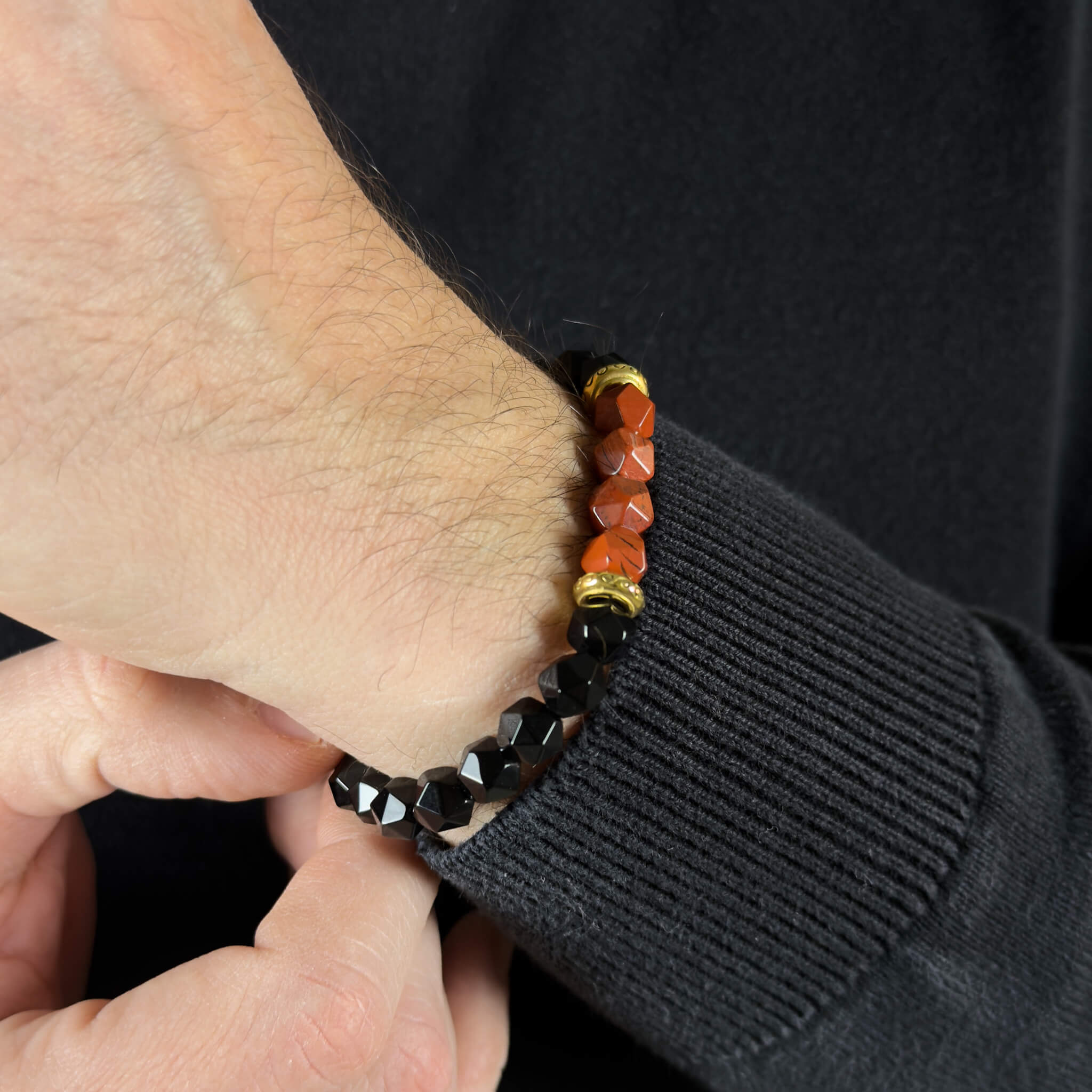 Faceted Agate Jasper Bracelet – Gold Secondary image