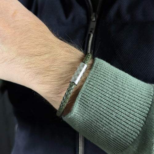 Monogramme simple vert armée – Argent