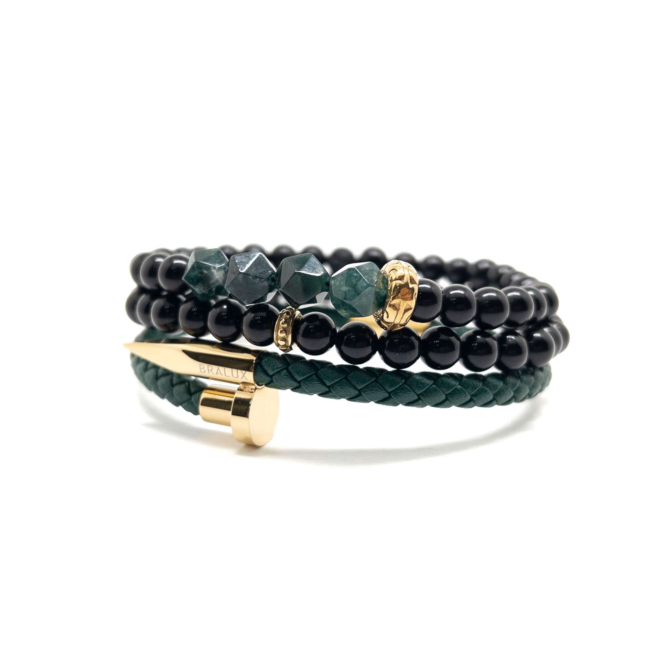 Green Nail Obsidian Stack – Gold