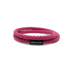 Bracelet Duo en cuir fuchsia foncé