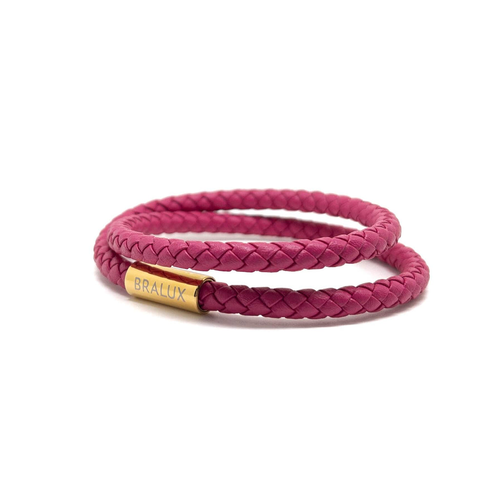 Duo Dark Fuchsia Leather Bracelet
