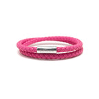 Bracelet Duo en cuir fuchsia