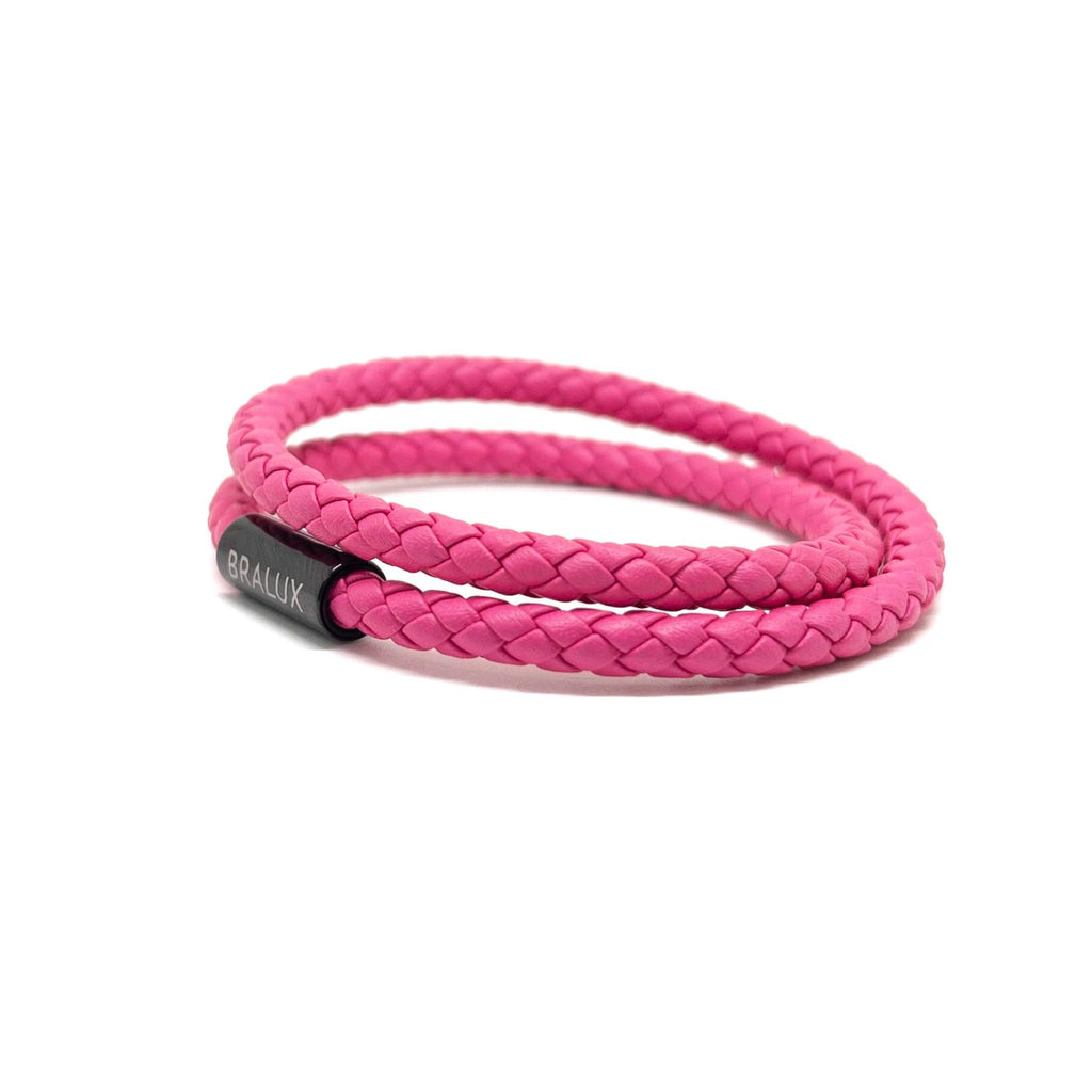 Duo Fuchsia Leather Bracelet