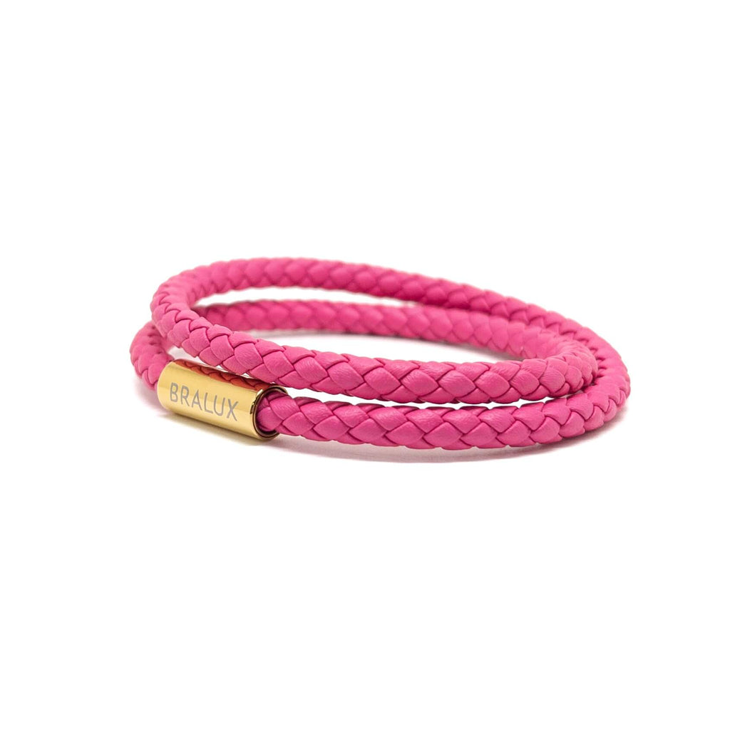 Duo Fuchsia Leather Bracelet