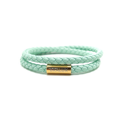 The Duo Light Green Leather Bracelet