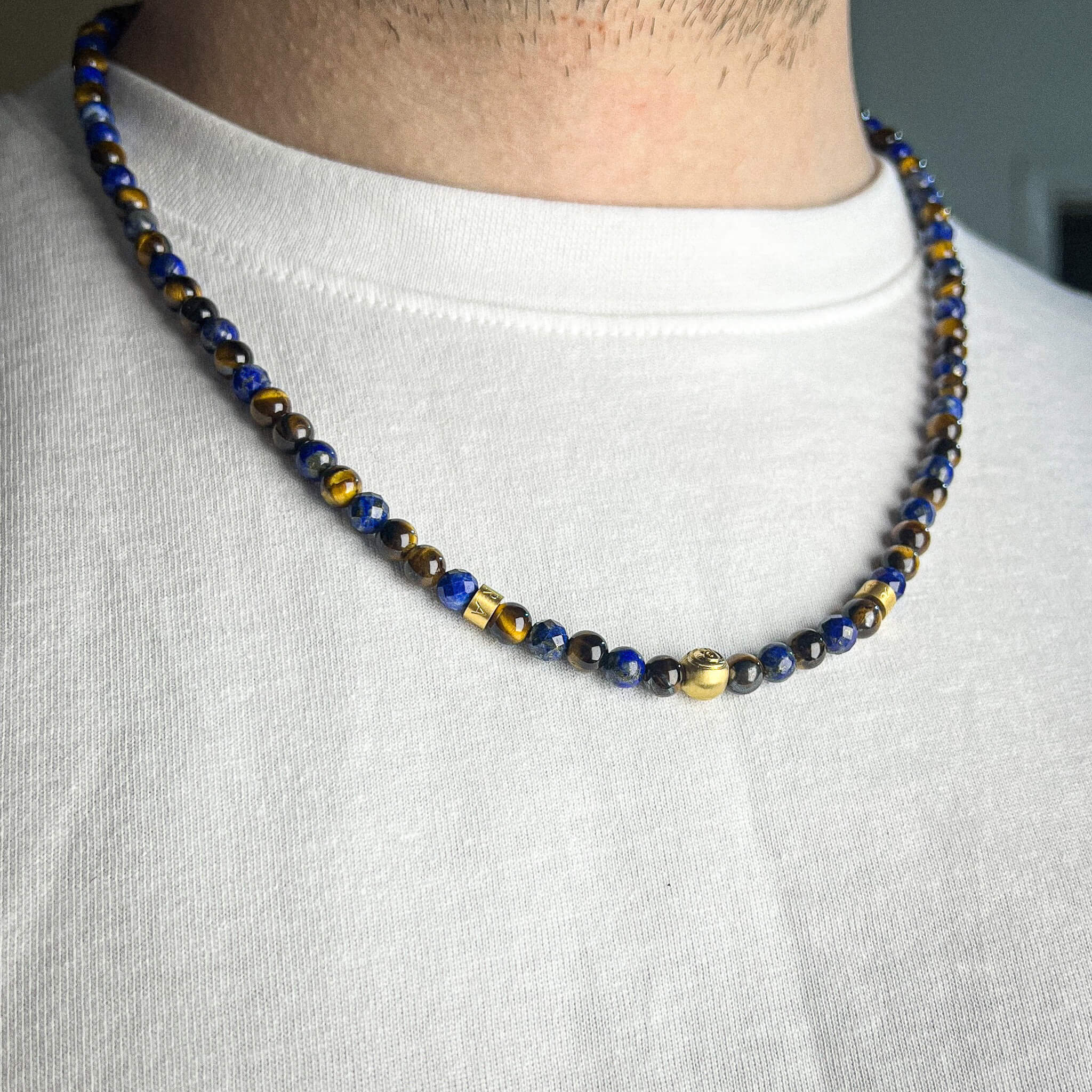 Lapis Lazuli and Brown Tiger Eye Signature Necklace